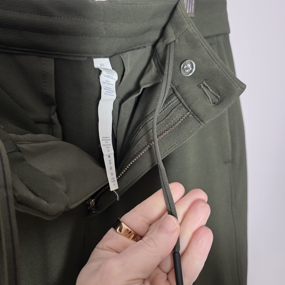 Lululemon ABC Slim Pant 30x32 Olive Green Warpstreme Stretch Tapered Tech Pants - Picture 7 of 9